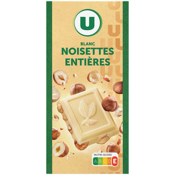 Image de U
Chocolat blanc et noisettes entières Tablette de