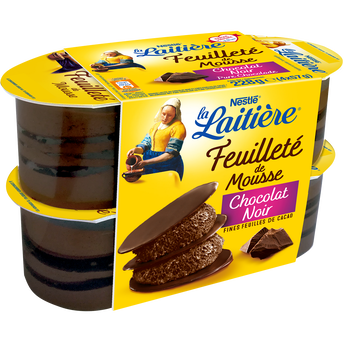 Image de Feuilleté de Mousse Chocolat Noir LA LAITIERE - 4 pots de