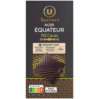 Image de U
Chocolat noir 74% de cacao d'Equateur  Tablette de