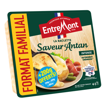 Entremont Fromage À Raclette Saveur D'antan Au Lait Pasteurisé Tranchée 28%mg Entremont 700g+200g Offert