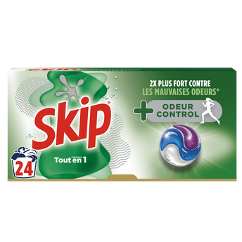 Image de SKIP - Lessive en Capsules - Protection anti odeur - 3 en 1 - 24 lavages - 506