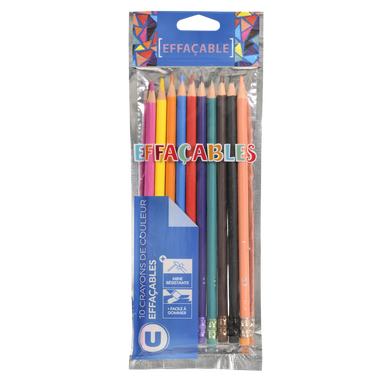 Crayon de couleur effaçable plastique x10 - Super U, Hyper U, U