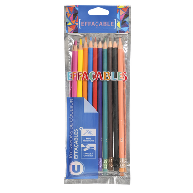 Crayon de couleur effaçable plastique x10 - Super U, Hyper U, U