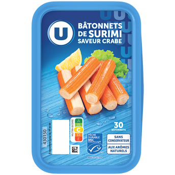 Image de U
Bâtonnets de préparation à base de chair de poisson saveur crabe - x30