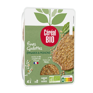Céréal Bio Galettes Fines Aux Épinards Et Pignons Cereal Bio, 180g