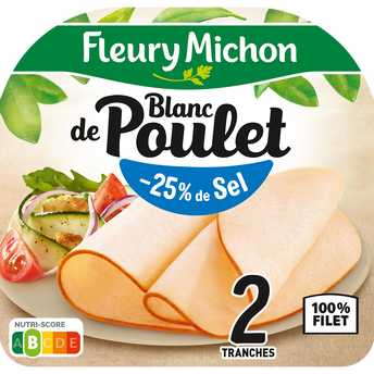 Image de Blanc de poulet -25% de sel FLEURY MICHON, 2 tranches