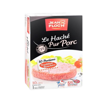 Image de Steaks hachés pur porc Origine de la viande france JEAN FLOC'H, 15% deMG, paquet de