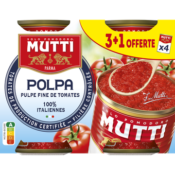 Mutti Pulpe De Tomate Fine Mutti 3x400g +1 Offert