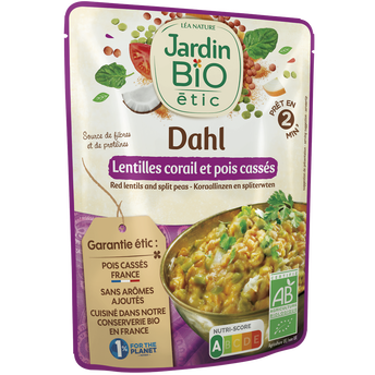 Image de Dahl lentilles corail et pois cassés JARDIN BIO ETIC, doy pack de