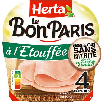 Image de Jambon à l'Etouffée Le Bon Paris Conservation sans nitrite HERTA 4 Tranches