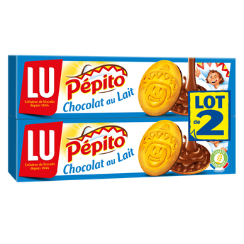 Image de Biscuits nappés au chocolat au lait Pepito LU, 2 paquets de