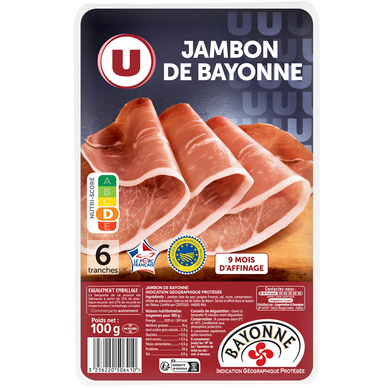 JAMBON SEC DE BAYONNE VPF12 MOIS TRANCHÉ 300 gr