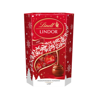 Image de Boules Lindor au chocolat au lait LINDT, cornet de