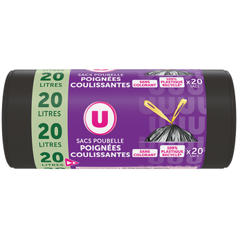 Image de U
Sac poubelle 100% recyclés liens coulissants,  20 x