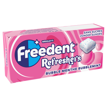 Image de Chewing-gum refresher bubble menthe sans sucre FREEDENT, handypack 8 cubes