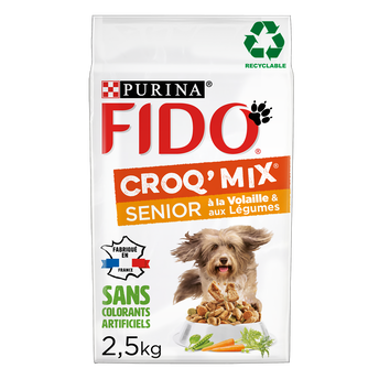 Image de Croquettes pour chien senior > 7ans CROQ MIX Volaille, Légumes FIDO
