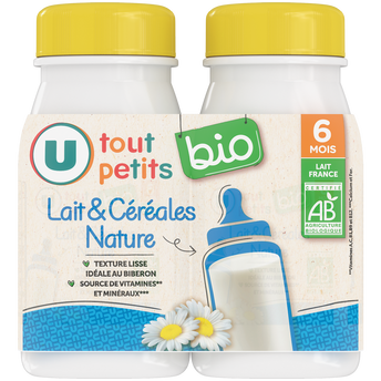 Image de U TOUT PETITS BIO
Lait et céréales dès 6 mois 2 bouteilles de