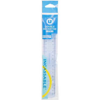 Image de U
Règle double décimètre 20 cm plastique incassable graduation