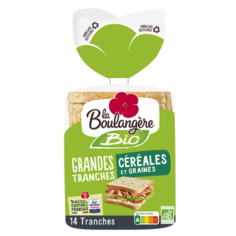 Image de Pain de mie grandes tranches céréales bio LA BOULANGERE - 12 tranches