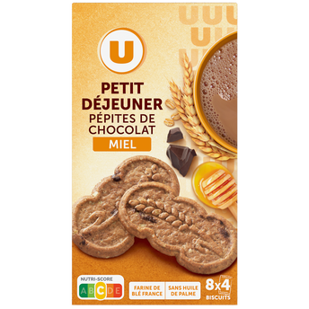 Image de U
Biscuits Petit déjeuner miel pépites de chocolat paquet de