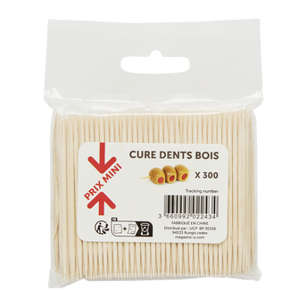 Image de 300 cure-dents en boîte distributrice bois Prix