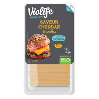 Image de Tranches saveur cheddar préparation alimentaire à base d'huile de noixcoco, VIOLIFE