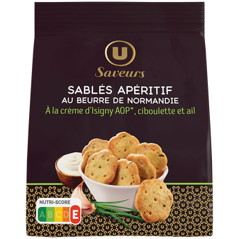 Image de U SAVEURS
Sablés apéritifs ciboulette et ail à la crème AOP