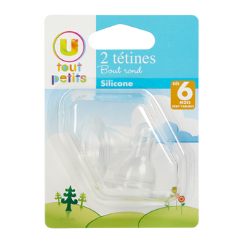 Image de U TOUT PETITS
Tetine x2 silicone bout rond t2 debit