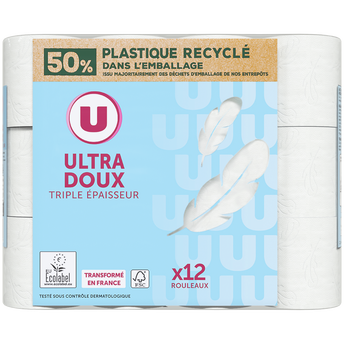 Image de U
Papier toilette ultra moelleux blanc 3 plis 12