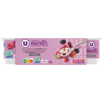 Image de U
Yaourt allégé en sucres aux fruits rouges 0% de MG