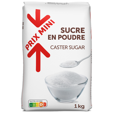 Sucre en poudre blanc PRIX MINI - sachet 1kg - Super U, Hyper U, U Express  