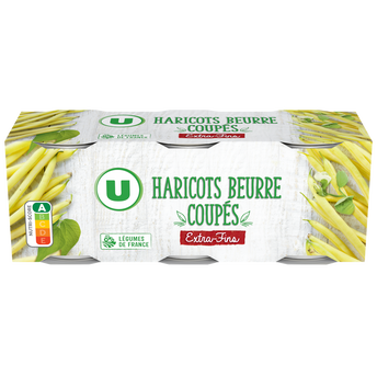 Image de U
Haricots beurre coupés extra fins - 3 boîtes de 110g net