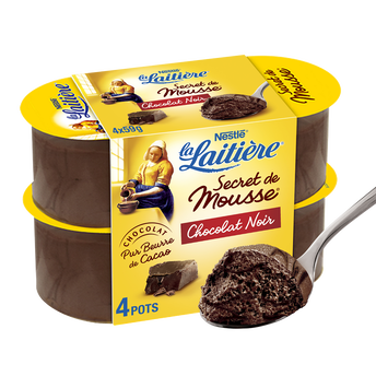 Image de Secret de Mousse Chocolat noir LA LAITIERE - 4 pots de