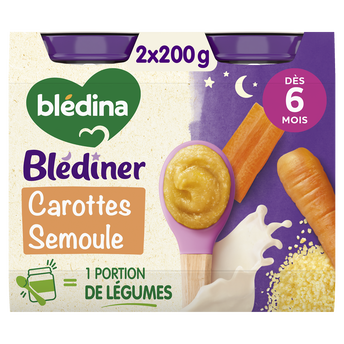 Image de Plat bébé carottes semoule dès 6 mois BLEDINER BLEDINA