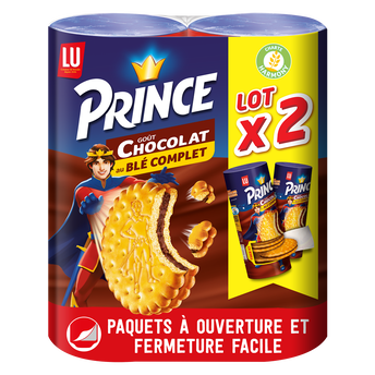 Image de Biscuits fourrés au chocolat au blé complet PRINCE, 2 paquets de
