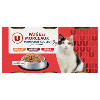 Image de U
Boîte pour chat Pâtée et morceaux viandes