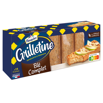 Image de Tartines de pain grillées Blé complet Grilletine PASQUIER - Paquet