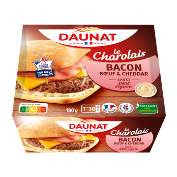 Daunat Burger Bacon Boeuf Et Cheddar Daunat - 180g
