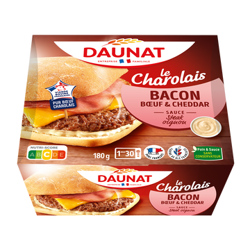 Daunat Burger Bacon Boeuf Et Cheddar Daunat - 180g