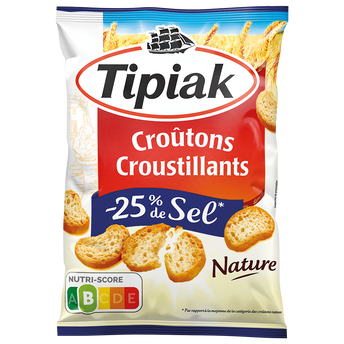 Image de Croûtons nature -25% sel TIPIAK, sachet de
