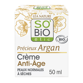 Image de Crème visage anti-âge jour précieux argan bio SO'BIO, pot de