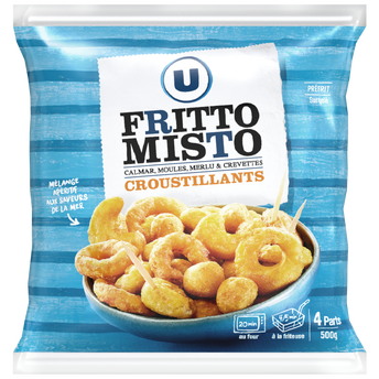 Image de U
Fritto misto mélange de calmar moules du pacifique merlu et queues decrevettes décortiquées panées préfrit