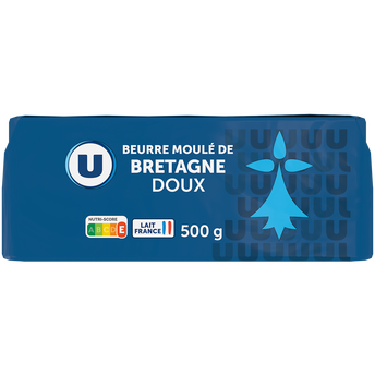 Image de U
Beurre moulé de Bretagne doux 82%MG, plaquette de