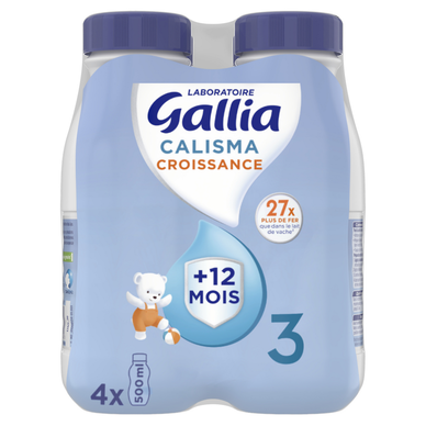Lait de croissance bébé liquide 3ème âge dès 12 mois GALLIA CALISMA 4x50cl  - Super U, Hyper U, U Express 