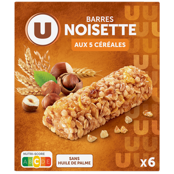 Image de U
Barres de céréales noisettes  x6