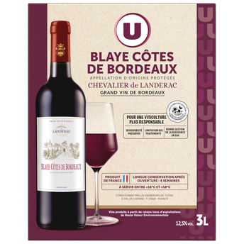 Image de U
Vin rouge Blaye Côtes de Bordeaux AOC rouge Chevalier de Landerac