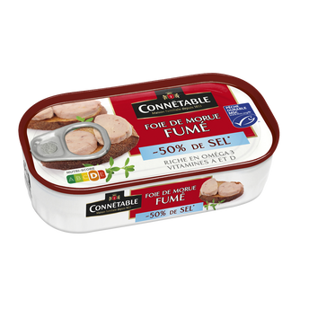 Image de Foie de morue fumé msc 50% de sel CONNETABLE
