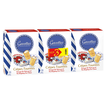 La vache qui rit Crêpes Fourrées Au Fromage La Vache Qui Rit Gavottes 3x60g