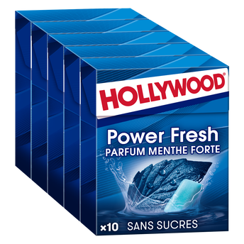 Image de Chewing-gum HOLLYWOOD Powerfresh, sans sucres pentapack, 5x10