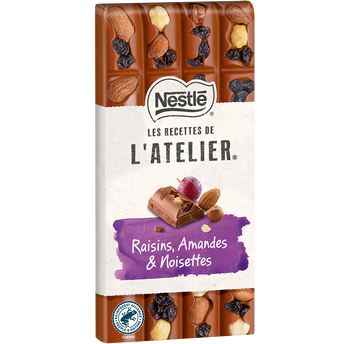 Image de Chocolat lait raisins amandes noisettes NESTLE L'ATELIER - Tablette